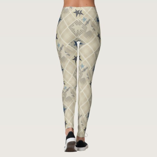 Beige patchwork leggings (Achterkant)