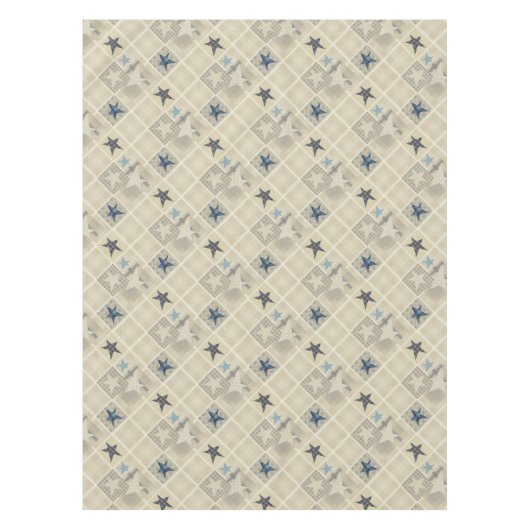 Beige patchwork tafelkleed (Voorkant)