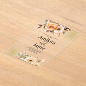 Beige Peach Dreamy Waterverf Bloemen bruiloft Acryl Uitnodigingen (Laagn)