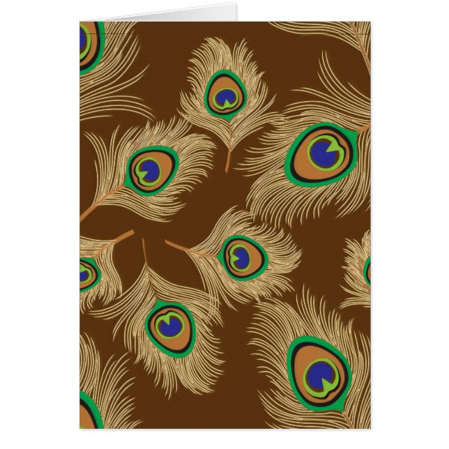 Beige Peacock Feathers op Chocolate Brown (Voorkant)