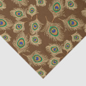 Beige Peacock Feathers op Chocolate Brown Tissuepapier (Detail)