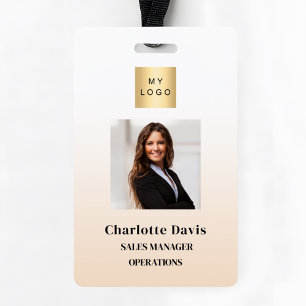 Beige personeelsfoto ID bedrijfsbeveiliging Badge