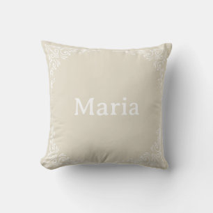 Beige Persoonlijke Moderne Elegante Typografie Naa Kussen
