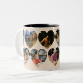 Beige Photo Collage Mug with Heart Frames Tweekleurige Koffiemok (Voorkant links)