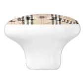  Beige Plaid Tartan Keramische Knop (Zijkant)