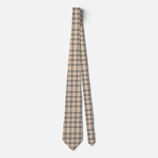  Beige Plaid Tartan Stropdas (Voorkant)