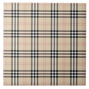 Beige Plaid Tartan Tegeltje