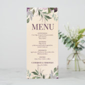 Beige Plum Floral Wedding Menu (Staand voorkant)
