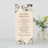 Beige Plum Floral Wedding Programme Programma (Staand voorkant)