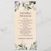 Beige Plum Floral Wedding Programme Programma (Voorkant)