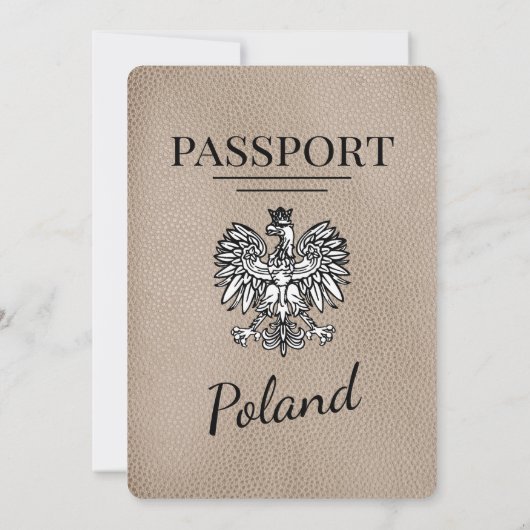 Beige Polen Paspoort bruiloft uitnodiging (Achterkant)