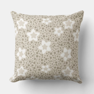 Beige polka dot retro met sterren en bloemen kussen