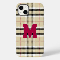 Beige Preppy Plaid Mode Monogram Gepersonaliseerd