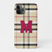 Beige Preppy Plaid Mode Monogram Gepersonaliseerd Case-Mate iPhone Case (Achterkant)