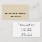 Beige, professionnel et Carte de visite de base (Devant / Derrière)