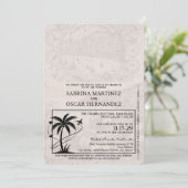 Beige Puerta Vallarta Passport bruiloft Kaart (Staand voorkant)