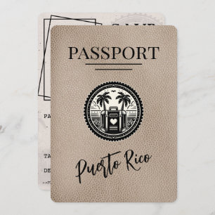 Beige Puerto Rico Passport Save The Date