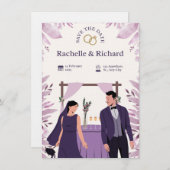 Beige & Purple Animated Wedding Invitation (Devant / Derrière)