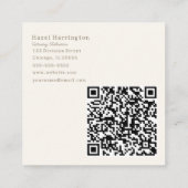 Beige QR Code Neutraal Visitekaartje Minimalist (Achterkant)