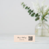 Beige QR Code Schoonheid Make-up Artiest Mini Visitekaartje (Staand voorkant)