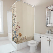 Beige rand rustieke boho wilde bloem douchegordijn (In situ)
