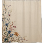 Beige rand rustieke boho wilde bloem douchegordijn (Voorkant)