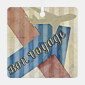  beige Red & Blue Abstract Bon Reisage Metalen Ornament (Voorkant)