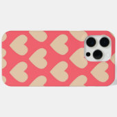 Beige Red Cute Simple Heart Patroon Case-Mate iPhone Case (Achterkant (horizontaal))