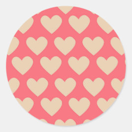 Beige Red Cute Simple Heart Patroon Ronde Sticker
