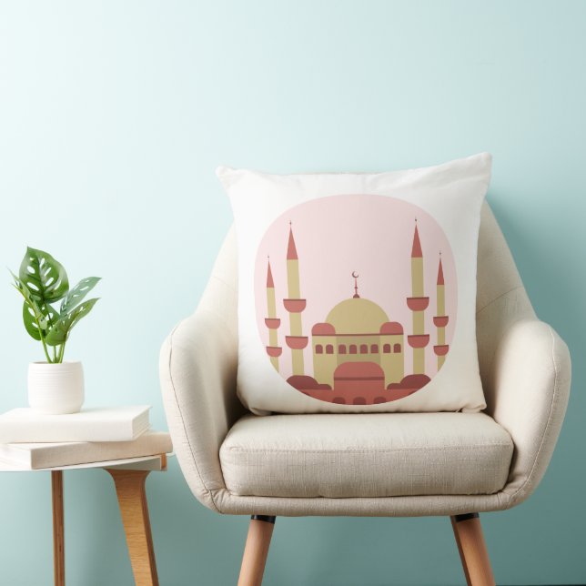 Beige & Red Mosque Throw Pillow Kussen (Stoel)