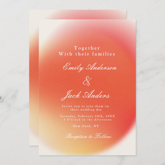 Beige Red Retro Huwelijksuitnodiging Save The Date (Voorkant / Achterkant)