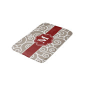 Beige Red Swirl Monogram Bathmat Badmat (Gekanteld)