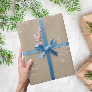 Beige rendier doodle neutrale moderne Kerstmis Cadeaupapier