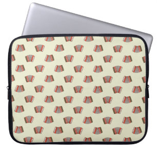 Beige Retro Accordion Patroonlaptophoes Laptop Sleeve