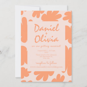Beige Retro Bloemen met Uitnodiging voor Fotobruil