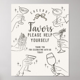 Beige Retro  Cocktail Party Favorieten Teken Poster