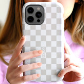 Beige Retro Geruite Patroon Monogram Case-Mate iPhone Case