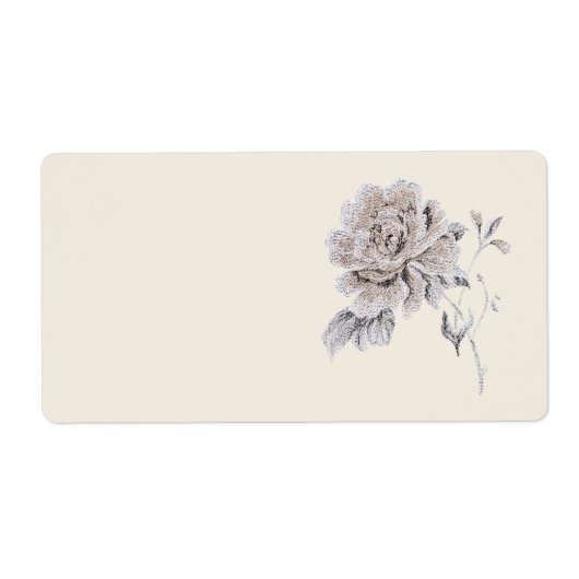 Beige roos etiket (Voorkant)