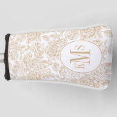Beige Roos ventilatorpatroon Golfheadcover (Voorkant)