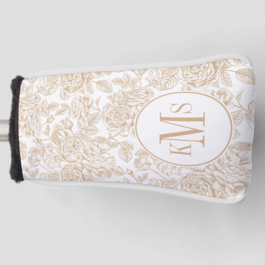 Beige  Roos ventilatorpatroon Golfheadcover (Voorkant)