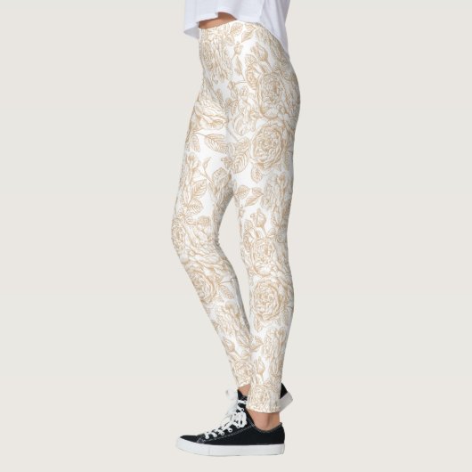 Beige  Roos ventilatorpatroon Leggings (Links)