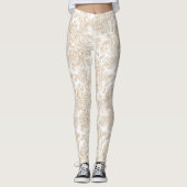 Beige  Roos ventilatorpatroon Leggings (Voorkant)