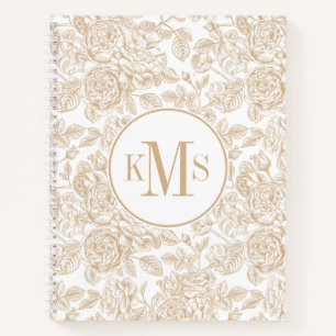 Beige Roos ventilatorpatroon Notitieboek