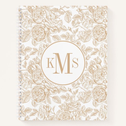 Beige Roos ventilatorpatroon Notitieboek (Voorkant)