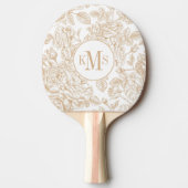 Beige  Roos ventilatorpatroon Tafeltennisbatje (Voorkant)