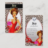 Beige rouge de léopard de carte de visite de sac à (Devant / Derrière)