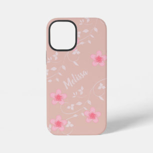 Beige Roze Bloemen iPhone 12 Mini Hoesje