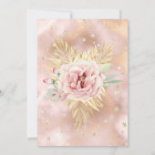 Beige Roze Bloemglitter Birthday Party Kaart (Achterkant)