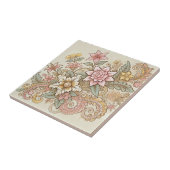 Beige Roze Gele Boho Indonesische Batik Tegeltje (Zijkant)