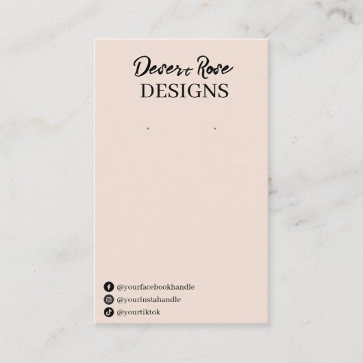 Beige roze Kaarten voor het oormerken van Beige ro Visitekaartje (Voorkant)